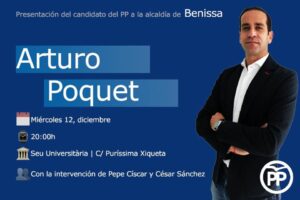 Cartell de la presentació d'Arturo Poquet com a candidat del PP